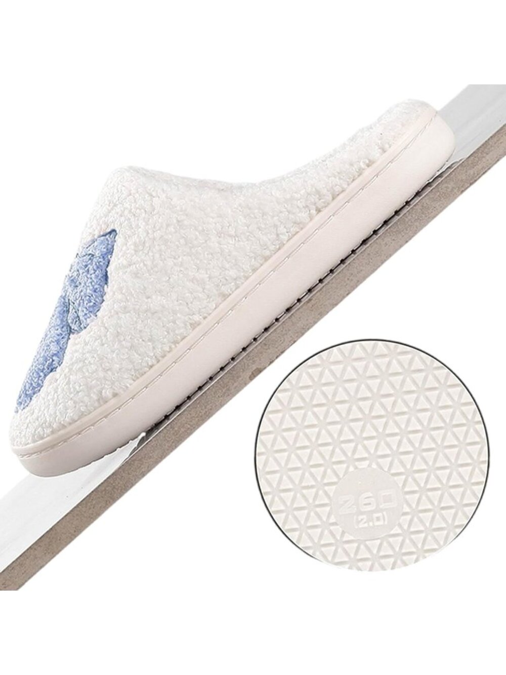 Women's Blue Bow Retro Memory Foam Cute Cartoon Fur Lined Indoor Slippers - Picture 6 of 7